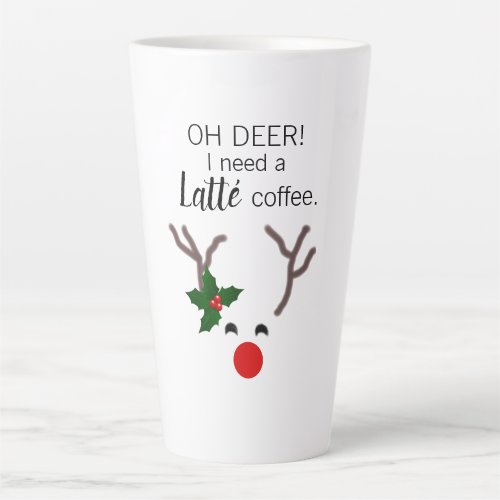 Funny Christmas Reindeer Modern Latte Mug