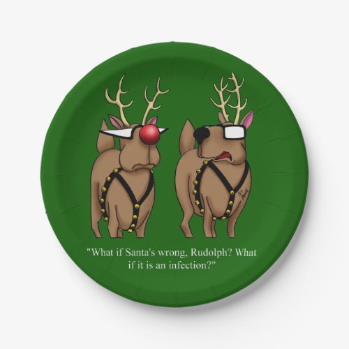 Funny Christmas Reindeer Nose Humor Paper Plates