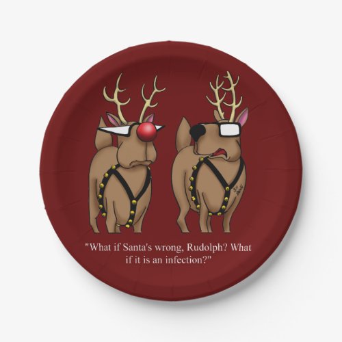 Funny Christmas Reindeer Nose Humor Paper Plates