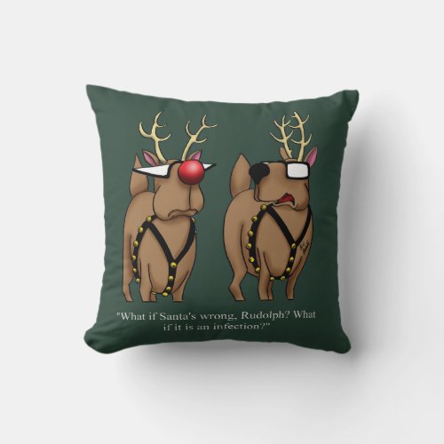 Funny Christmas Reindeer Nose Humor Throw Pillow
