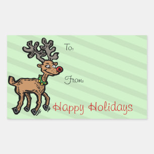 Funny Christmas Reindeer Rectangular Sticker