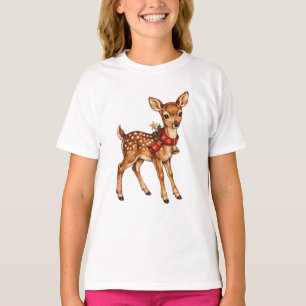 Funny Christmas Reindeer Tangled In Lights T-Shirt