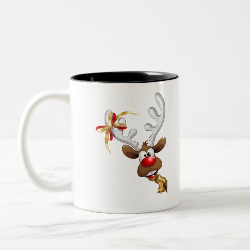 Funny christmas reindeer Two_Tone coffee mug