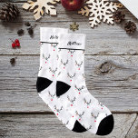 Funny Christmas Reindeer White Simple Modern Socks at Zazzle