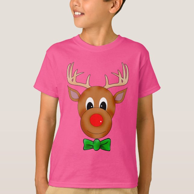 Funny Christmas Reindeer with Bowtie T-Shirt (Front)