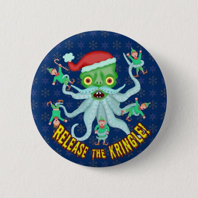 Funny Christmas Release the Kringle Santa Claus Pinback Button (Front)