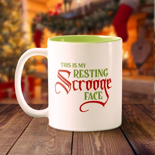 Funny Christmas Resting Scrooge Face Two_Tone Coffee Mug