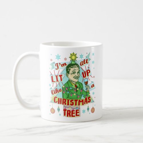 Funny Christmas Retro Drinking Humor Man Lit Up Coffee Mug