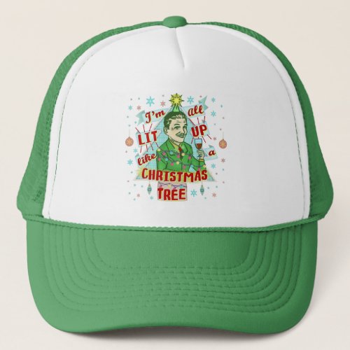 Funny Christmas Retro Drinking Humor Man Lit Up Trucker Hat