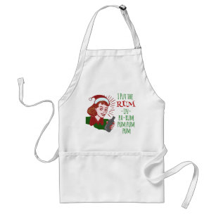 Funny Christmas Retro Drinking Rum Woman Holiday Adult Apron