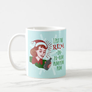 Funny Christmas Retro Holiday Woman Drinking Rum Coffee Mug