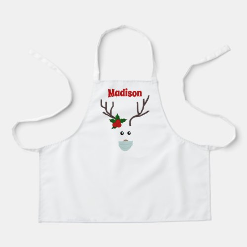 Funny Christmas Retro Reindeer Personalized Kids Apron