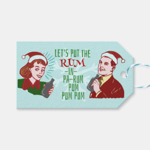 Funny Christmas Retro Rum Adult Holiday Party Gift Tags