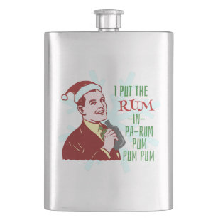 Funny Christmas Retro Rum Drinking Man Holiday Flask