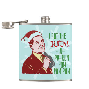 Funny Christmas Retro Rum Drinking Man Holiday Hip Flask