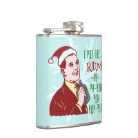 Funny Christmas Retro Rum Drinking Woman Holiday Hip Flask, Zazzle