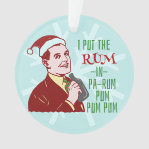 Funny Christmas Retro Rum Drinking Man Holiday Ornament