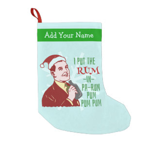 Funny Christmas Retro Rum Drinking Man Holiday Small Christmas Stocking