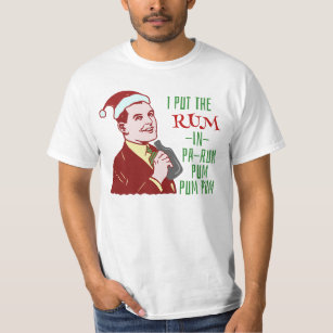 Funny Christmas Retro Rum Drinking Man Holiday T-Shirt