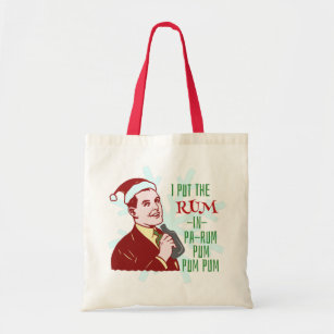Funny Christmas Retro Rum Drinking Man Holiday Tote Bag