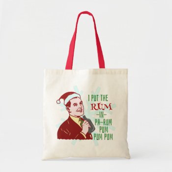 Funny Christmas Retro Rum Drinking Man Holiday Tote Bag by FunnyTShirtsAndMore at Zazzle