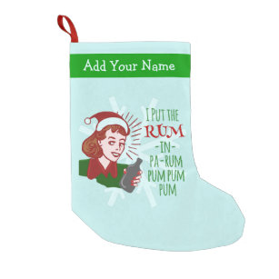 Funny Christmas Retro Rum Drinking Woman Holiday Small Christmas Stocking