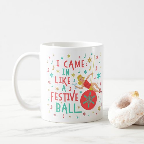 Funny Christmas Retro Woman on Festive Xmas Ball Coffee Mug