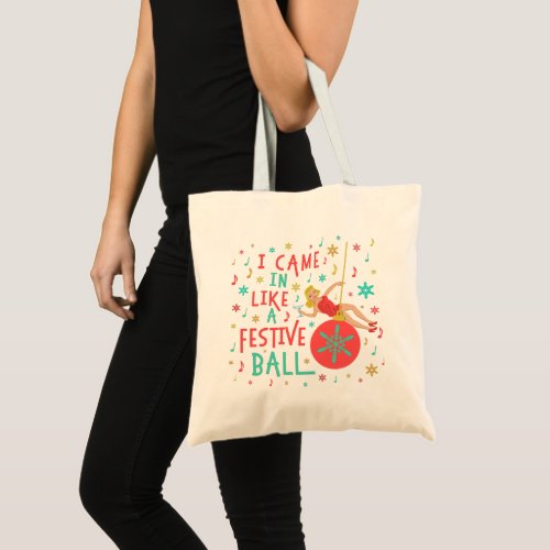 Funny Christmas Retro Woman on Festive Xmas Ball Tote Bag