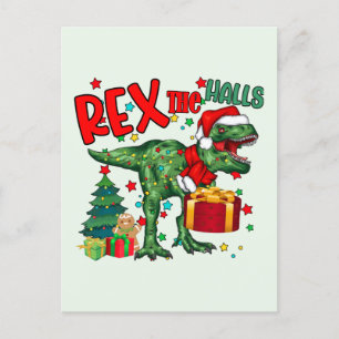 Funny Christmas rex dinosaur Holiday Postcard