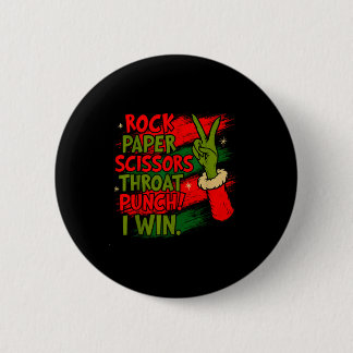 Funny Christmas Rock Paper Scissors Throat Punch Button