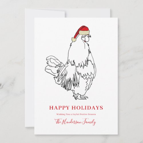 Funny Christmas Rooster Personalized  Holiday Card