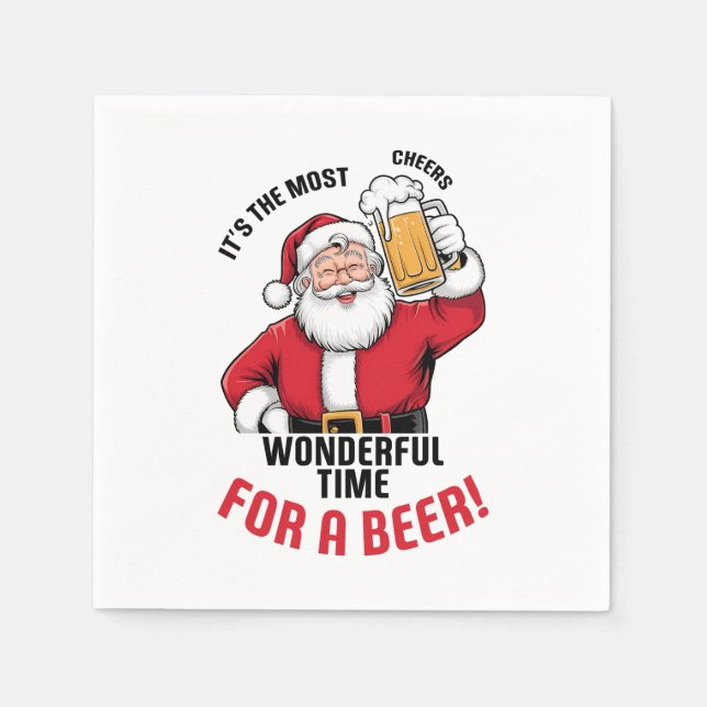 Funny Christmas root beer drinking party  Napkins (Front)