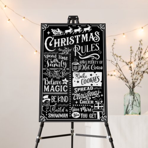 Funny Christmas Rules Green Black Chalkboard Foam Board