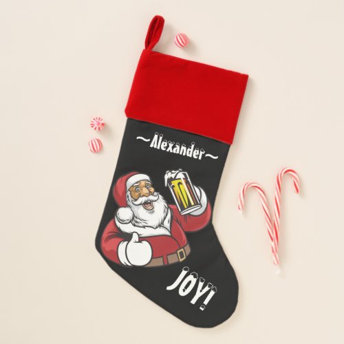 Funny Christmas SANTA  Beer Bottle add Name Christmas Stocking