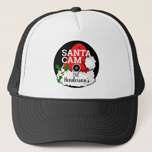 Funny Christmas Santa Cam Surveillance Red White Trucker Hat