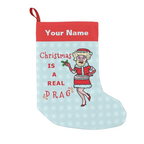 Funny Christmas Santa Claus Drag Bah Humbug Custom Small Christmas Stocking