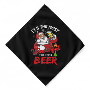 Funny Christmas Santa Claus Drinking Beer Wonderfu Bandana