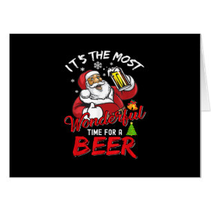 Funny Christmas Santa Claus Drinking Beer Wonderfu Card