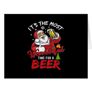 Funny Christmas Santa Claus Drinking Beer Wonderfu Cards