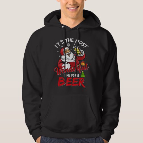 Funny Christmas Santa Claus Drinking Beer Wonderfu Hoodie