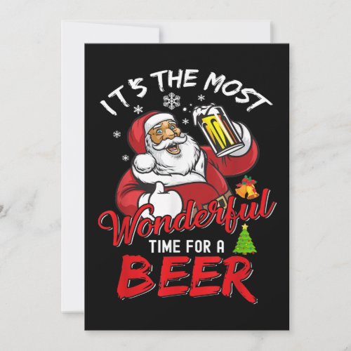 Funny Christmas Santa Claus Drinking Beer Wonderfu Invitation
