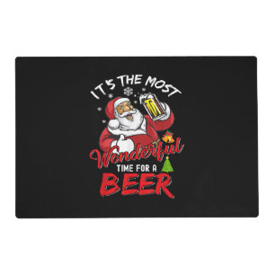 Funny Christmas Santa Claus Drinking Beer Wonderfu Placemat