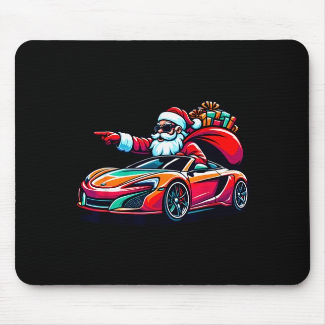 Funny Christmas Santa Claus Driving Srt Car Xmas P Mouse Pad (Front)