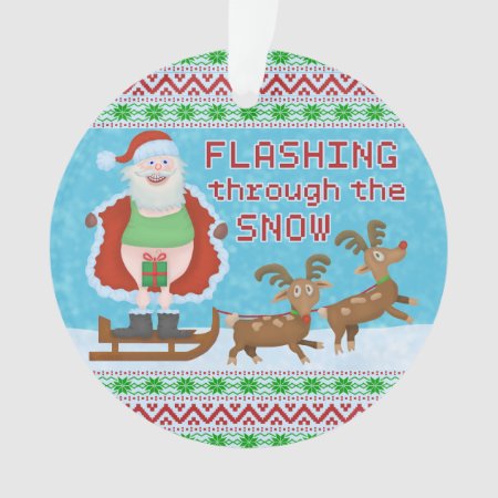 Funny Christmas | Santa Claus Flashing Thru Snow Ornament