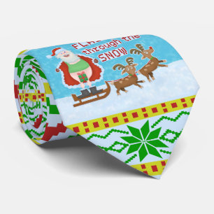 Funny Christmas   Santa Claus Flashing Thru Snow Tie