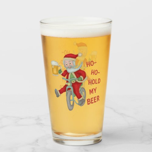 Funny Christmas Santa Claus Ho Ho Beer Humor Glass
