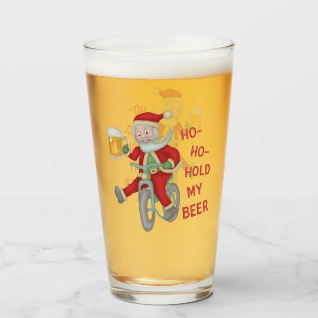 Funny Christmas Santa Claus Ho Ho Beer Humor Glass (Front Filled)