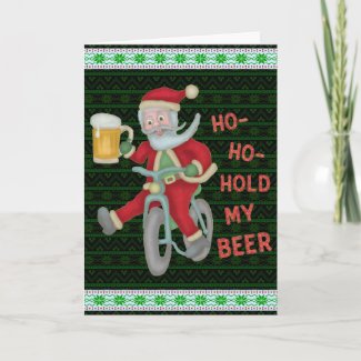 Funny Christmas Santa Claus Hold My Beer Humor Card