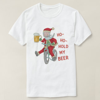 Funny Christmas Santa Claus Hold My Beer Humor T-Shirt