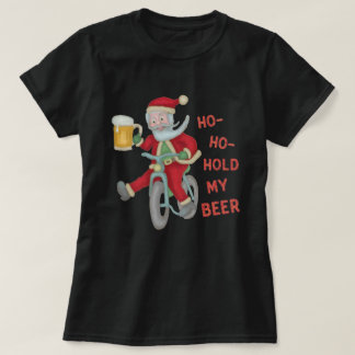 Funny Christmas Santa Claus Hold My Beer Humorous T-Shirt
